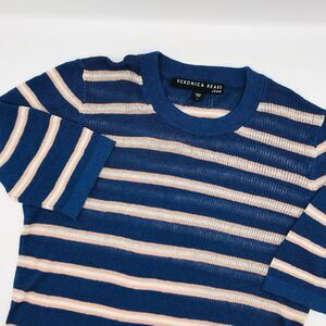 Veronica Beard Jeans Ribbed 3/4 Sleeve Shirt Top Vintage Colors Women's Large